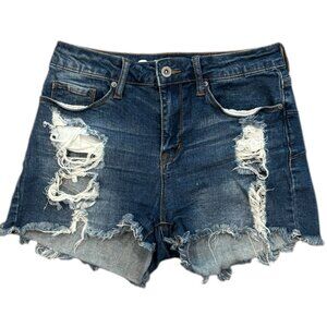 S.O.N.G. Curvy High Rise‎ Distressed Denim Shorts 5/27 | Festival Cutoff Grunge